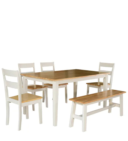 Smarty 6 Seater Dining Table in White Color - Luxe Maple