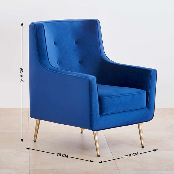 Tiktok Button-Tufted Wingback Chair In Blue - Luxe Maple