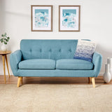 Heffy Modern Sofa Set in Suede Blue