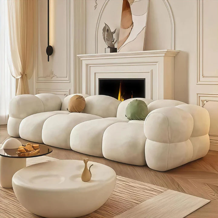Bumble Bee Premium Sofa Set in Suede White