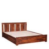 Honey Solid Wood King Size Bed with Storage in Honey Teak Finish
