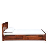 Honey Solid Wood King Size Bed with Storage in Honey Teak Finish