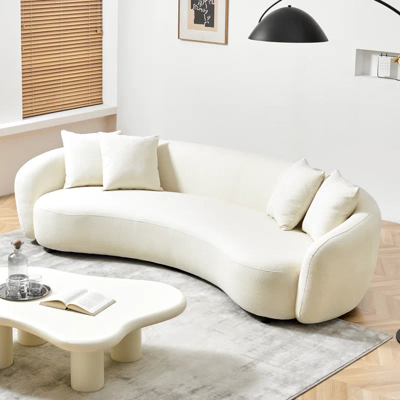 Nextra Curved Sofa Set In Suede - Luxe Maple