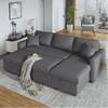 Glossy L-Shaped Sectional Storage Sofa Cum Bed - Luxe Maple