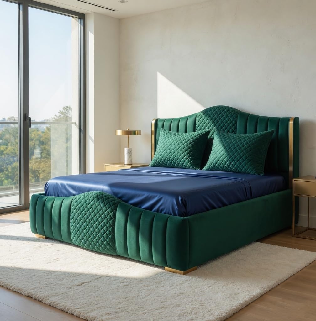 Mario Luxury Upholstered Bed in Suede