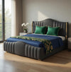 Mario Luxury Upholstered Bed in Suede