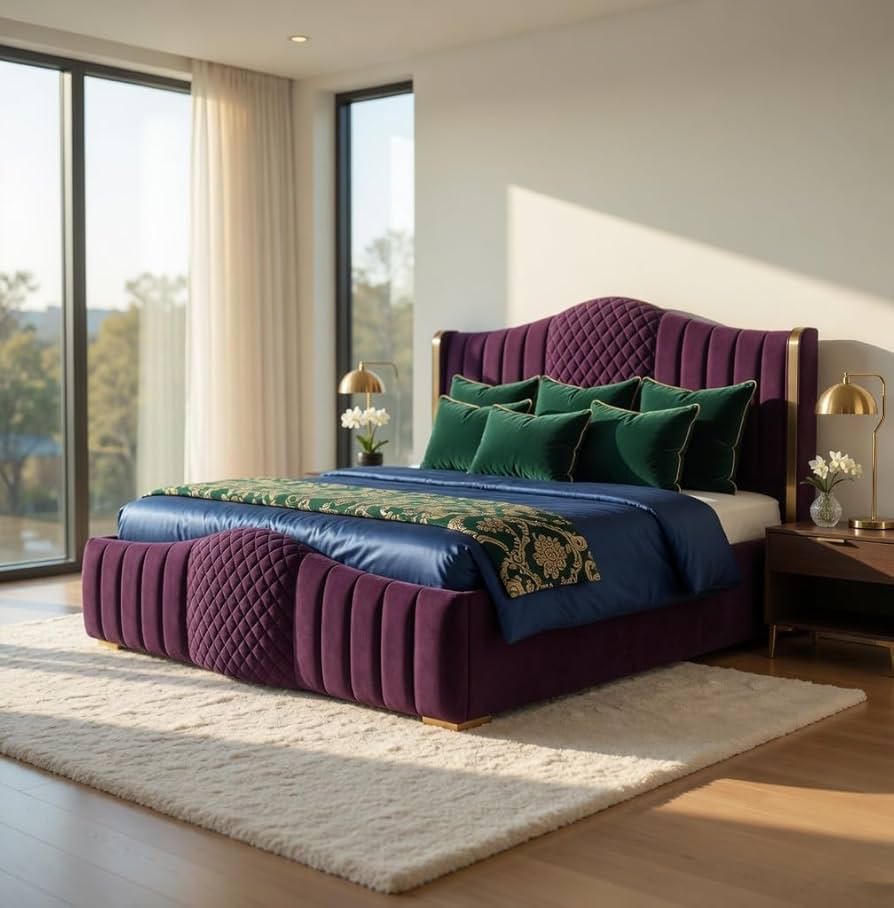 Mario Luxury Upholstered Bed in Suede