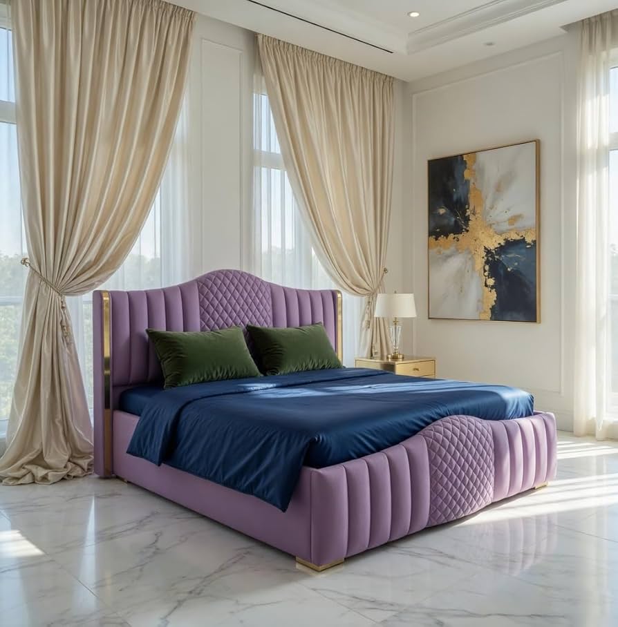 Mario Luxury Upholstered Bed in Suede