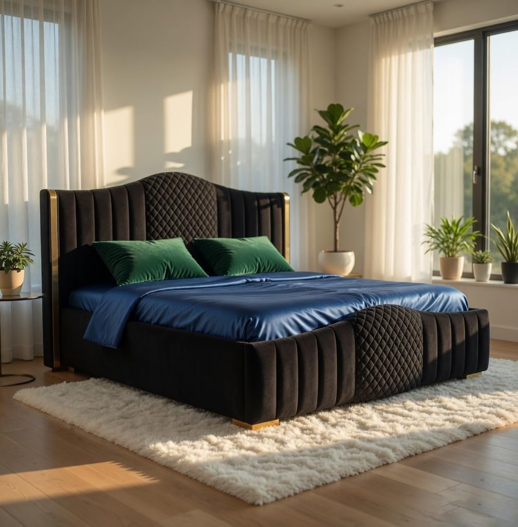 Mario Luxury Upholstered Bed in Suede