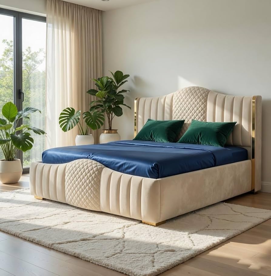 Mario Luxury Upholstered Bed in Suede