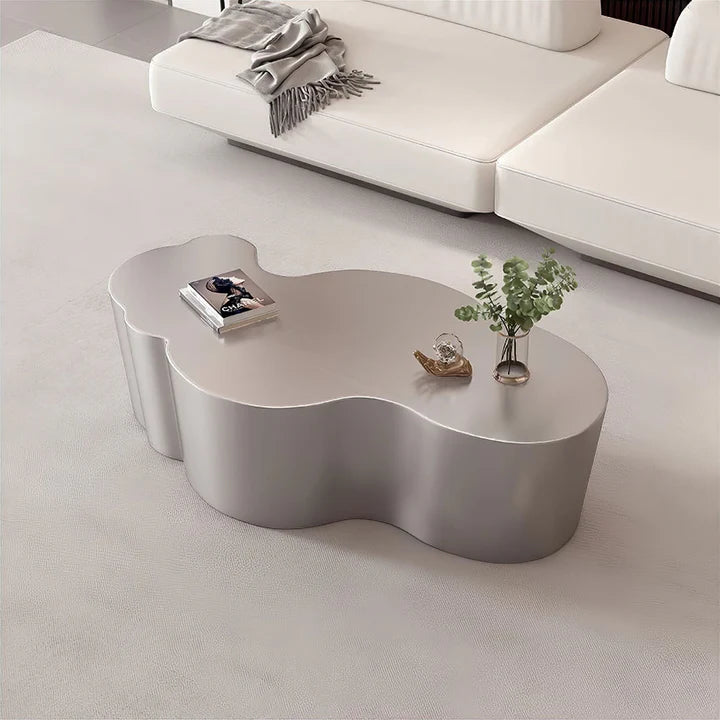Cross Over Luxury Center Table In PU Polish Silver