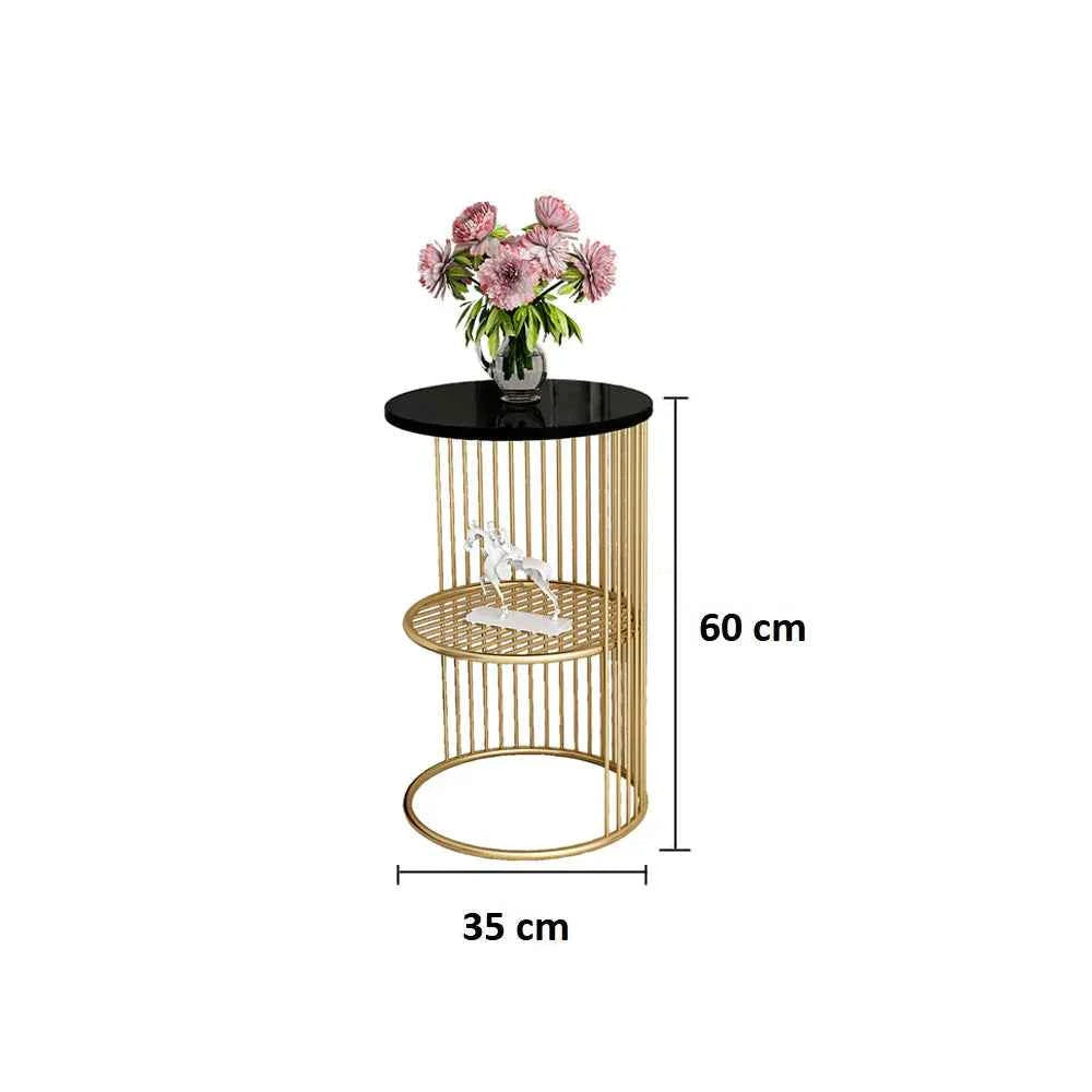 Inox Side Table in Stainless Steel with Marble Top