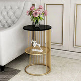 Inox Side Table in Stainless Steel with Marble Top