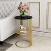 Inox Side Table in Stainless Steel with Marble Top.