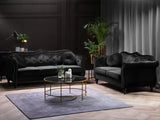 Wills Luxury Chesterfield Sofa Set in Suede Black