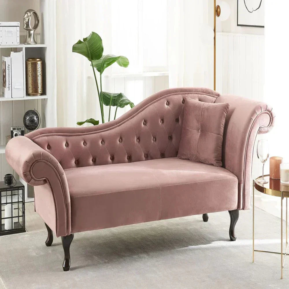 Rolly Chesterfield Lounger in Suede Peach