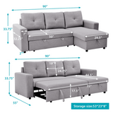 Roxy L-Shaped Sectional Storage Sofa Cum Bed
