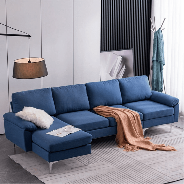 Jasmine Blue Sectional Sofa Set - Luxe Maple