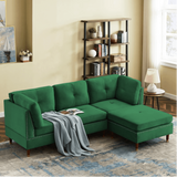 Glossy Sectional Suede Sofa Set With Ottoman