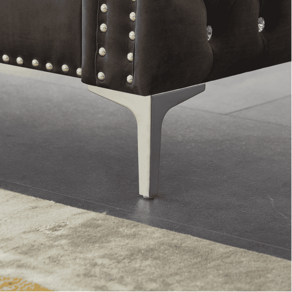 Lotus Grey Chesterfield Sectional Sofa Set - Luxe Maple