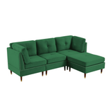 Glossy Sectional Suede Sofa Set With Ottoman