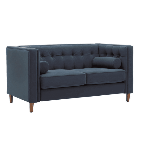 Brew Tuxedo Faux Leatherette Sofa with Accent Pillows - Luxe Maple