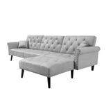 Tufted back Suede Chesterfield Sectional Sofa