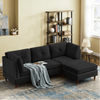 Glossy Sectional Suede Sofa Set With Ottoman - Luxe Maple