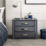 Frankie Upholstered 3 Drawer Bedside