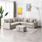 Nollon Linen Fabric Sectional Sofa with Pillows and Storage Ottoman - Luxe Maple