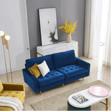 Block Down Luxury Sofa Set in Suede Blue