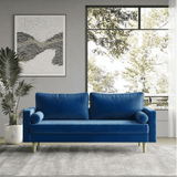 Craftmen Modern Sofa Set in Suede Fabric Blue