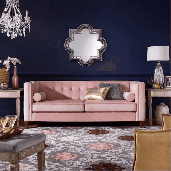 Brew Pink Suede Sofa or Loveseat with Pillows - Luxe Maple