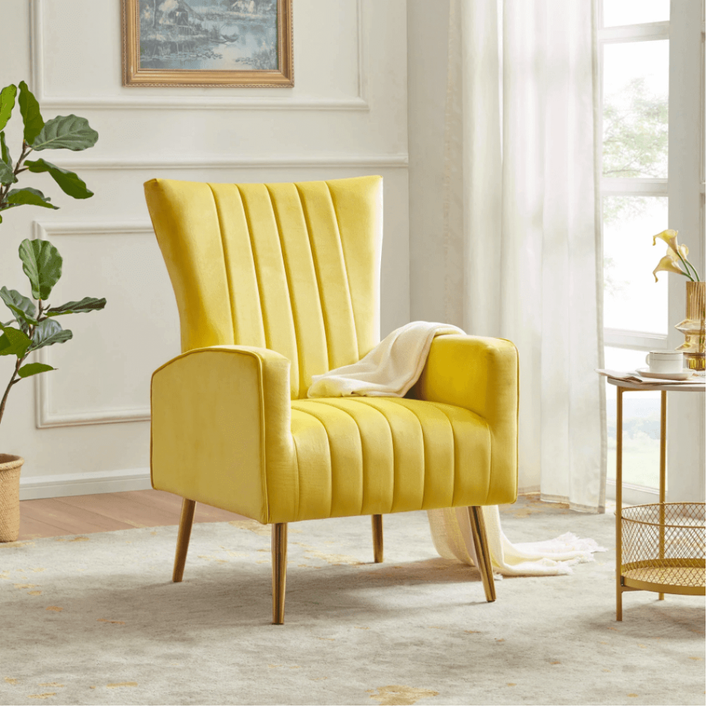 Bells Wing Back Chair Yellow