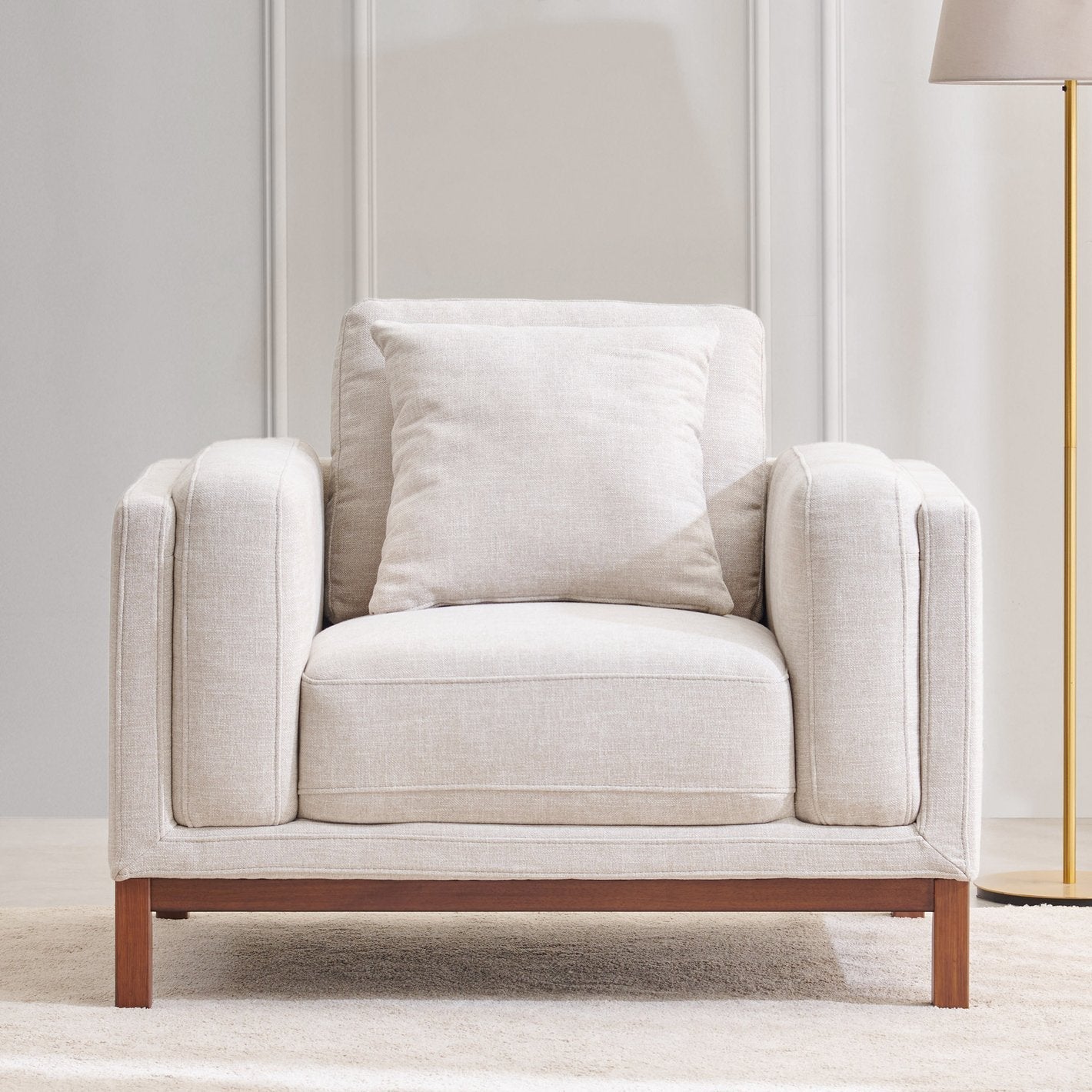 Dubai Pro Luxury Mid-Century Sofa In Cotton 1 Seater