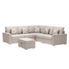 Nollon Linen Fabric Sectional Sofa with Pillows and Storage Ottoman - Luxe Maple