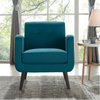 Keflavik Mid-century Peacock Blue Linen Arm Chair - Luxe Maple
