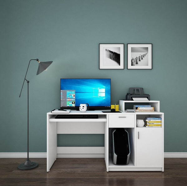 Volvur Study Table in White Color - Luxe Maple