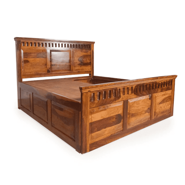 Camden King Size Bed In Sheesham Wood - Luxe Maple