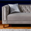 Silver Orchid Jewel-tuft Grey Suede Seating with Nailhead - Luxe Maple