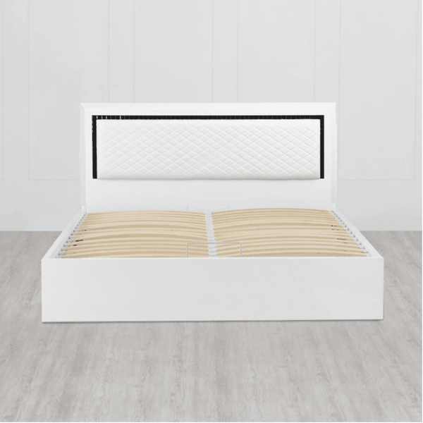 Helen PU Polish Bed in White Color - Luxe Maple