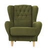 Stuffed Wing Chair in Green Color - Luxe Maple