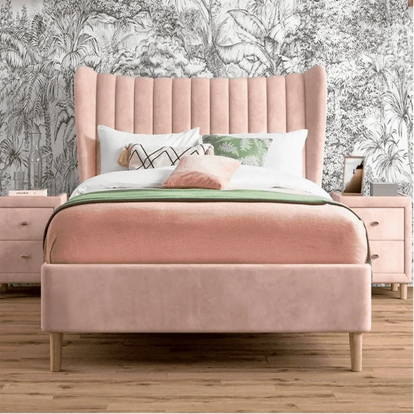 Knox Luxury Upholstered Bed Without Storage in Suede.