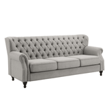 Dorothie Grey Fabric Button Tufted Sofa with Nailhead Trim