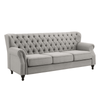 Dorothie Grey Fabric Button Tufted Sofa with Nailhead Trim - Luxe Maple