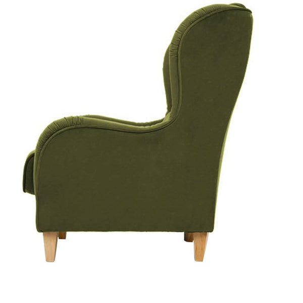 Stuffed Wing Chair in Green Color - Luxe Maple