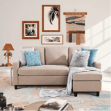 Futz Linen Upholstered L-shaped Sectional Sofa Beige