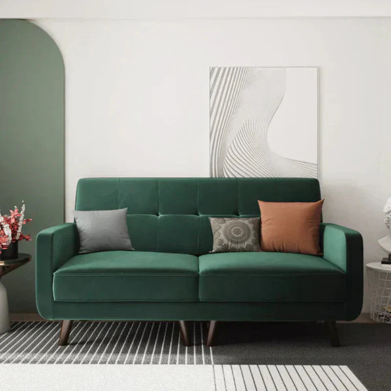 Honbay Luxury Mid-Century Sofa In Suede Green