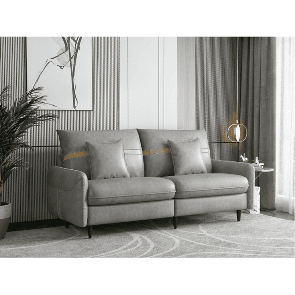 Mexico Straight Line Sofa Set in Grey Color - Luxe Maple