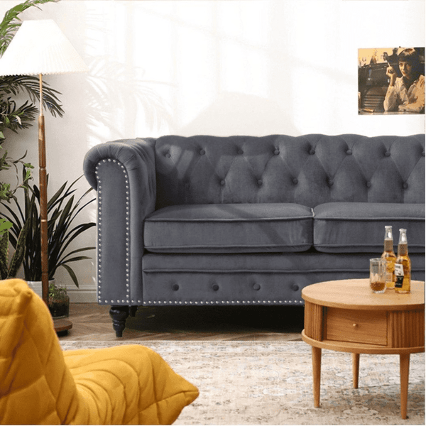 Blossom Chesterfield Sofa Set - Luxe Maple